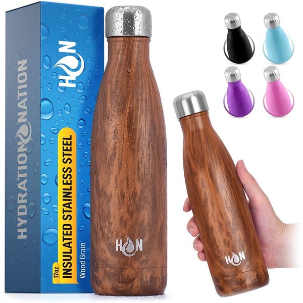 Zulay Kitchen Zulay Hydration N Water Bottle, SS 17oz  Wood Grain ZULB087RRPCKJ